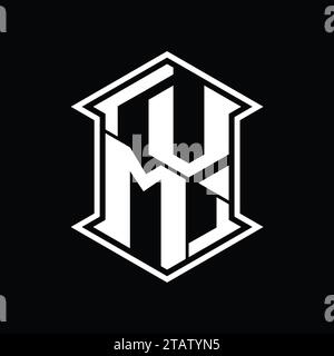 VM Logo monogram hexagon shape with geometric abstract isolated outline ...