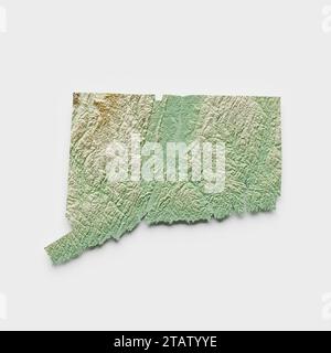 Connecticut Topographic Relief Map  - 3D Rendering Stock Photo