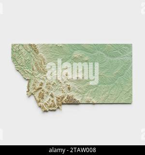 Montana Topographic Relief Map  - 3D Rendering Stock Photo