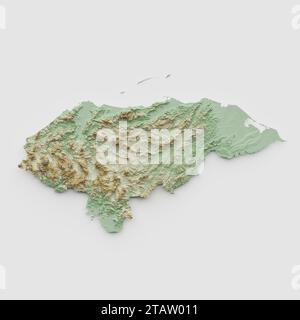 Honduras Topographic Relief Map  - 3D Rendering Stock Photo