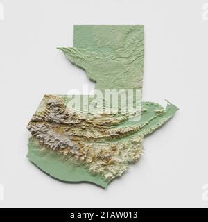 Guatemala Topographic Relief Map  - 3D Rendering Stock Photo