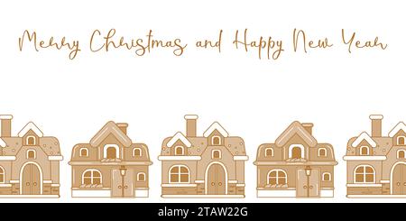 Gingerbread house a winter holiday card template. Several different houses. Poster web design Vector illustration. Stock Vector