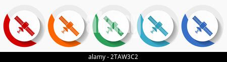 Satellite, connection, communication, technology vector icon set, flat icons in 5 color options for logo design, webdesign and mobile applications, co Stock Vector