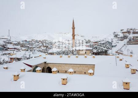 Exterior view of Saltukid caravanserai,12th century complex of buildings built by Saltukid female ruler Melike Mama Hatun,Tercan,Erzincan,Turkey. Stock Photo