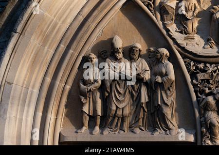 West doorway carving, St. Augustine’s Church, Edgbaston, Birmingham, West Midlands, England, UK Stock Photo