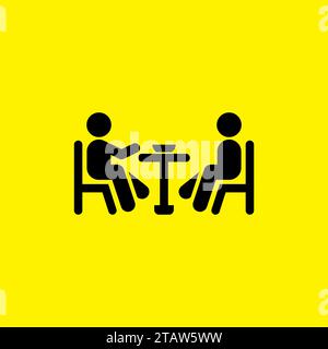 two people sitting eating icon. restaurant logo Stock Vector