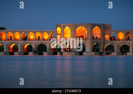 Isfahan, Iran - 15th june, 2022:Old Khajoo bridge, across the Zayandeh River in Isfahan, Iran. Stock Photo