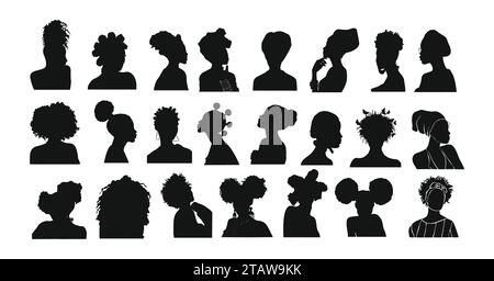 Silhouettes of african american women vector set. Stock Vector