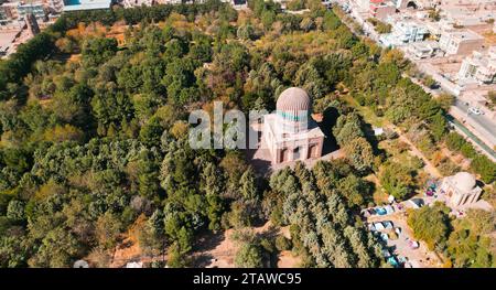 Aerial view of Herat city, Musalla Complex, Five Musallah Minarets of Herat, Citadel of Herat, Qala Iktyaruddin. Stock Photo