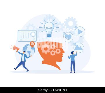 Creative idea. Digital information overload. Knowledge, flat vector modern illustration Stock Vector