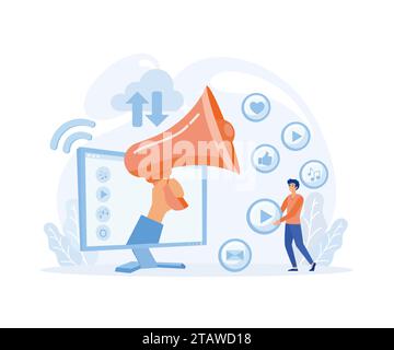 Modern television technology, Smart TV, content, applications. Network connected interactive device. Internet TV, flat vector modern illustration Stock Vector