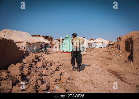 Sad photo of Herat Earthquake victims, people affected by the earthquake. Herat, Afghanistan - Oct 9, 2023 Stock Photo