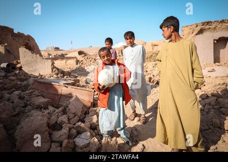 Sad photo of Herat Earthquake victims, people affected by the earthquake. Herat, Afghanistan - Oct 9, 2023 Stock Photo