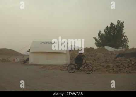 Sad photo of Herat Earthquake victims, people affected by the earthquake. Herat, Afghanistan - Oct 9, 2023 Stock Photo