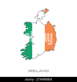 Vector illustration of the flag of Ireland with black contours on a white background Stock Vector