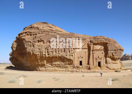 Nabatean tombs at Hegra in the ancient Middle Eastern city of Al Ula in Saudi Arabia Stock Photo