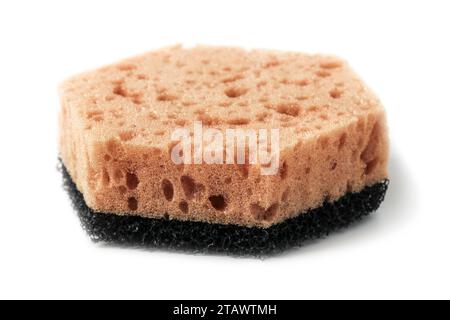Dish washing sponge close up isolated on white background Stock Photo