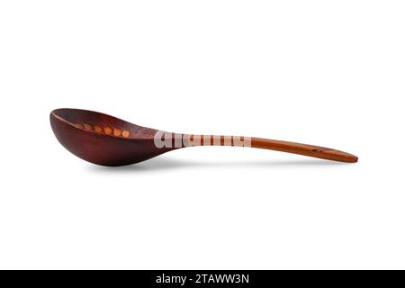 Wooden spoon close up isolated on white background Stock Photo