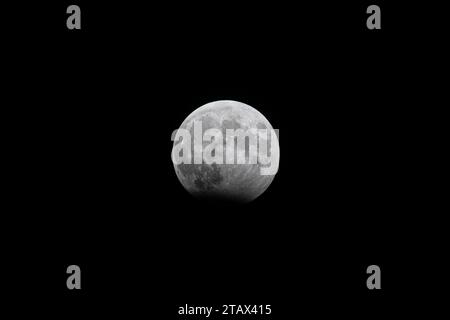 Partial Lunar Eclipse (October 28–29, 2023) - Eastern Poland, Europe. Photo 1. Stock Photo