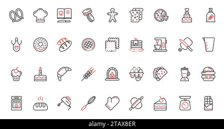 Kitchen counter line icons collection. Granite, Marble, Quartz, Wood ...
