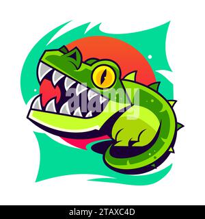 American Alligator Alligator mississippiensis cute animal in colorful cartoon style isolated on white background. Vector graphics. It s in the same fa Stock Vector