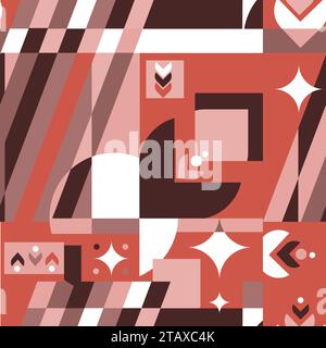 Geometric abstract seamless pattern in neo geo art style. Vector geometric background for print, wallpaper, poster, card cover design. Dynamic pattern Stock Vector