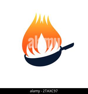 Wok asian food logo, Wok pan, plate, box, sticks, lettering, pepper, vegetables, Cook wok dish noodle ramen fire background logotype design. Hand draw Stock Vector