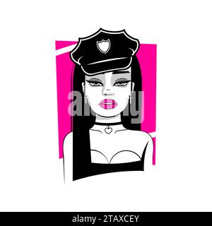 Police officer woman saluting cartoon flat illustration. Detective policewoman african american 2D character isolated on white background. Civil serva Stock Vector
