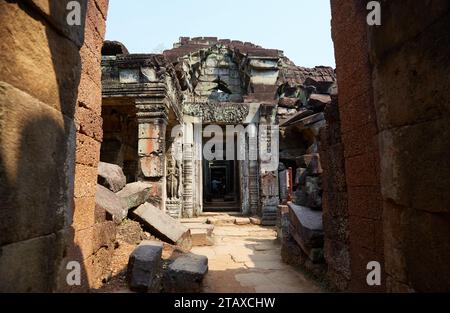 Preah Khan Temple in Angkor, Cambodia, was created by Jayavarman VII in the 12th century Stock Photo