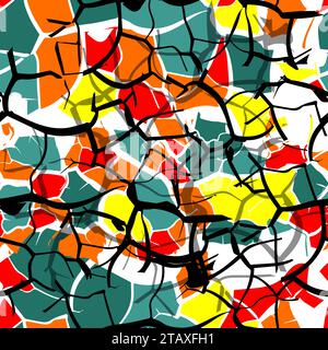 Distress Grunge Texture. Cracks colored seamless pattern. hand drawing. Not AI, Vector illustration Stock Vector