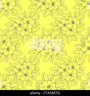 seamless contour pattern of large gray flowers on a black background ...