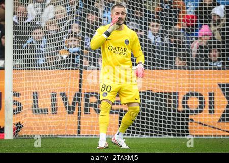 Arnau TENAS of PSG during the French championship Ligue 1 football match between Le Havre AC and Paris Saint-Germain on December 3, 2023 at Oceane stadium in Le Havre, France Stock Photo