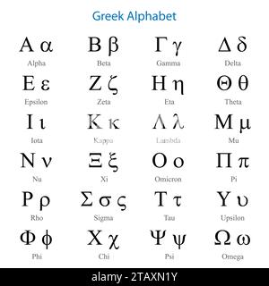 greek alphabet letters on white background, vector illustration Stock Vector