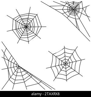 Spider web set isolated on white background. Vector illustration Stock Vector