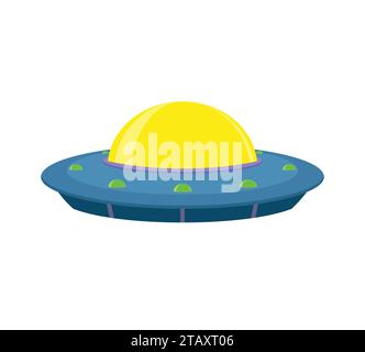 UFO and Flying Saucer, Spaceship on white background. Vector Stock Vector