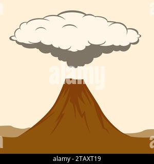Volcanic eruption with clouds of smoke. Vector Illustratiom Stock Vector