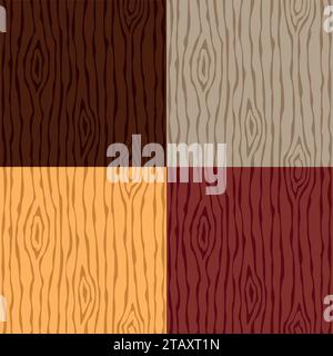 Wood grain texture set. Seamless wooden pattern. Abstract background. Vector illustration Stock Vector