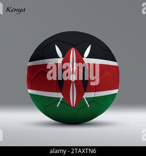 3d realistic soccer ball iwith flag of Kenya on studio background, Football banner template Stock Vector