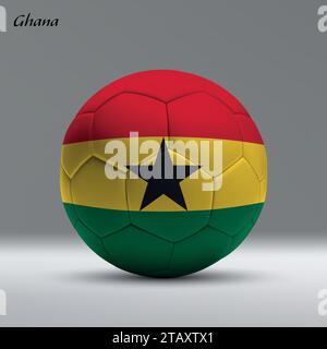 3d realistic soccer ball iwith flag of Ghana on studio background, Football banner template Stock Vector
