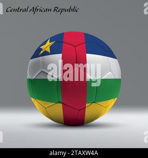 3d realistic soccer ball iwith flag of Central African Republic on studio background, Football banner template Stock Vector