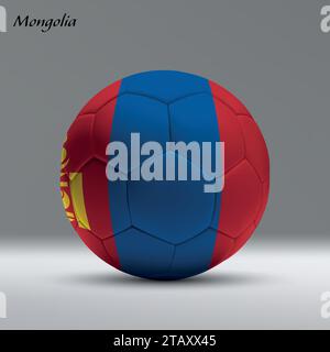 3d realistic soccer ball iwith flag of Mongolia on studio background, Football banner template Stock Vector