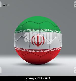 3d realistic soccer ball iwith flag of Iran on studio background, Football banner template Stock Vector