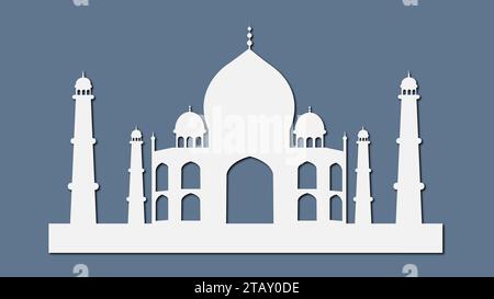 taj mahal , India with shadow vector illustration Stock Vector