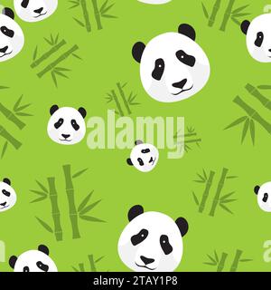 Panda and bamboo seamless pattern. Vector Illustration Stock Vector