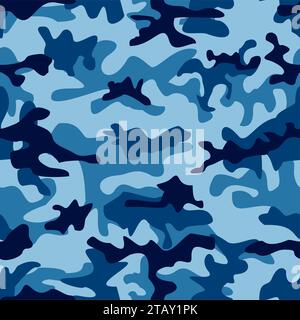 Sea water camouflage seamless pattern. Blue camouflage vector Stock Vector