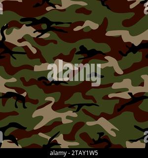 Camouflage seamless pattern. Shapes of foliage and branches. Woodland style. Seamless vector square camouflage series in the green scheme Stock Vector