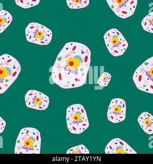 Cells in flat pattern under microscope seamless vector Stock Vector