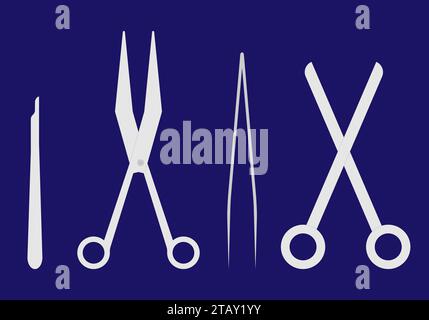 Set of Scissors and Needle use by Surgery for operation vector illustration Stock Vector