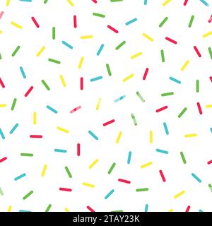 Seamless background with white donut glaze. Decorative bright sprinkles texture pattern design Stock Vector