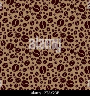 Coffee seamless background pattern with isolated brown silhouettes of ...